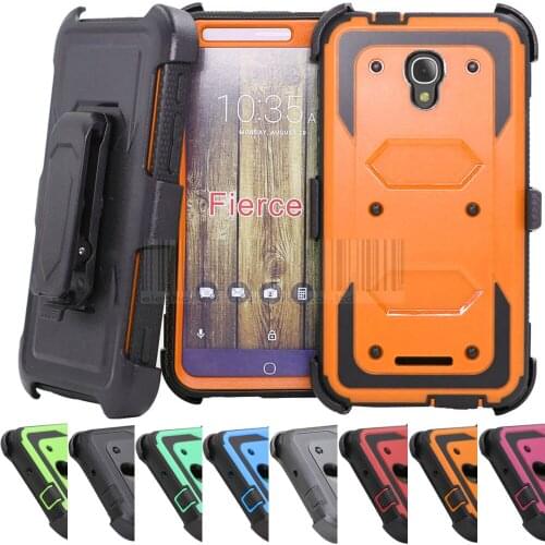 Dual Layer Heavy Duty Armor Belt Clip Holster Case With 360 Degree Kickstand Holder Shockproof Tough Cover For Alcatel Fierce 4