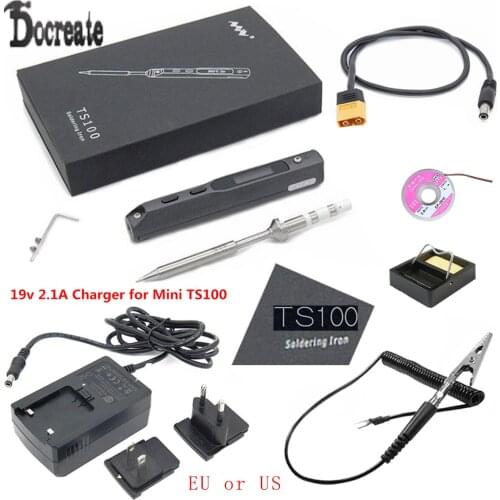 TS100 Mini 65W Electric Soldering Iron Digital LCD Programable Display Adjustable Temperature with 24V 3A Power supply