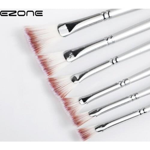 EZONE 6pcs/set Sector Painting Pen Nylon Hair Wooden Handle Paint Brush Set Drawing Art Supplies Watercolor Paint Brush Pen Set