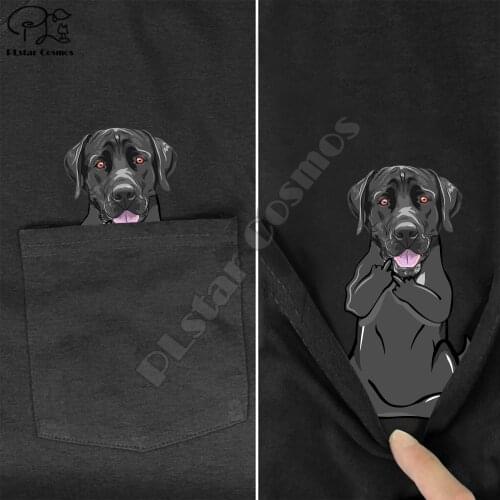 BRetrieverMiddleHand In Pocket T Shirt Dog Lovers Black Cotton Men Made in USA Cartoon t shirt men Unisex New Fashion tshirt