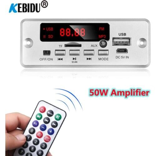 Kebidu DC 6V-12V 2*25W Amplifier MP3 Player Module Bluetooth V5.0 Decoder Board 50W Amplifier Car FM Radio Module mp3 players