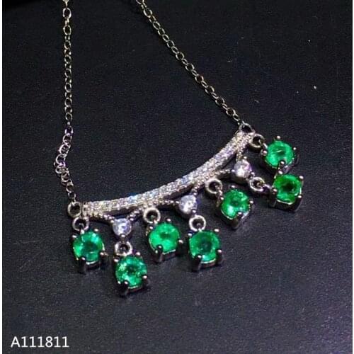 KJJEAXCMY boutique jewels 925 pure silver inlaid natural and Emerald Necklace support test