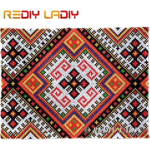 Latch Hook Rug Geometric Pattern H Plush Wall Tapestry Kits DIY Carpet Rug Chunky Yarn Arts Crochet Floor Mat Home Decor 81*61cm