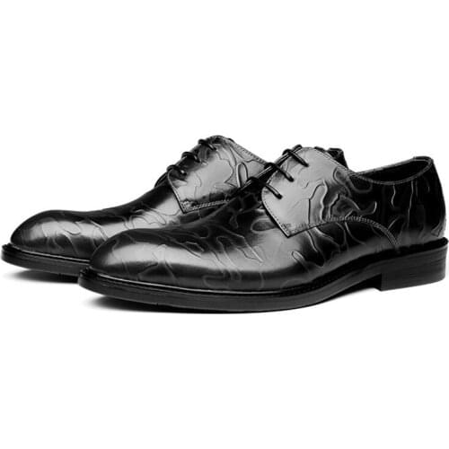 Fashion Black / Blue Dress Shoes Mens Business Shoes Genuine Leather Wedding Shoes Boys Formal Shoes