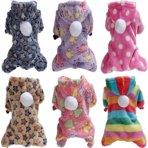Puppy Soft Coat Winter Dog Clothes Small Pet Jumpsuit Warm Fleece Hoodie Plush Outfits