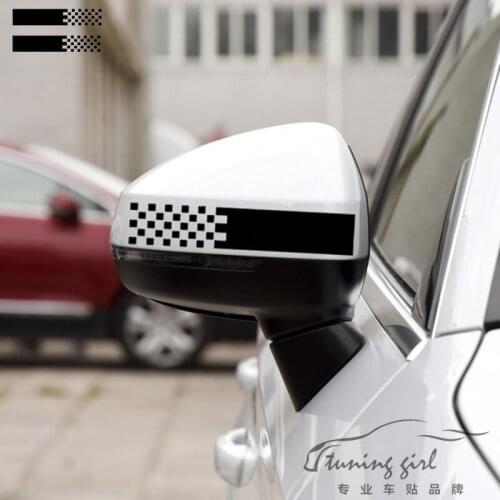 Car Motorcycle Stickers 2PCS Checker Flag Creative Decals For Rearview Mirrors Auto Tuning Styling 19x3.5cm D10