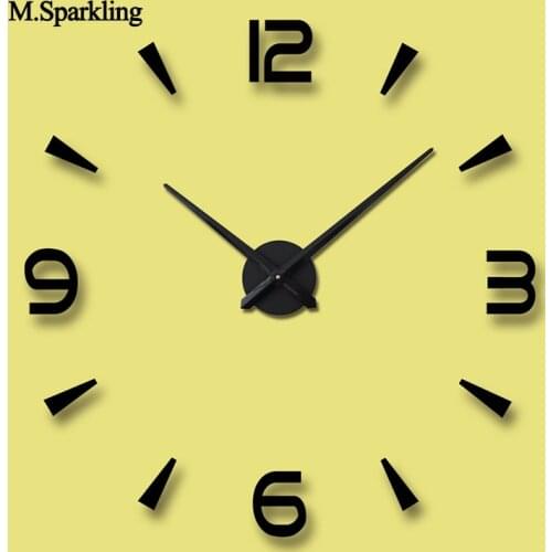 Wall clock for living room brief single face large wall clock DIY home decoration 3D acrylic mirror needle clock