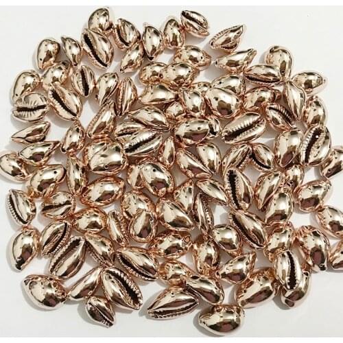 15pcs/lot 12x20mm Rose Gold Color Natural Puka Cowrie Shell With 1 Hole Loose Beads for Jewelry Making DIY Charm Pendant