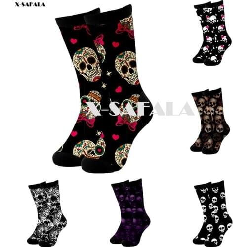 Christmas Halloween Skull Head Viking 3D Fashion Long Socks Cycling Casual Novelty High Socks Men Women Cotton Funny Colorful -2