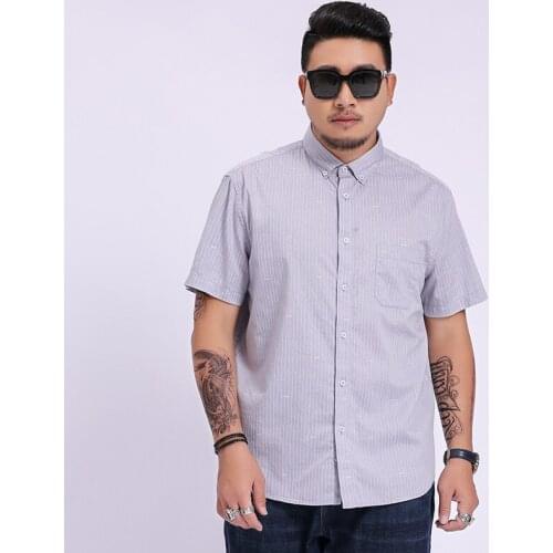 2020 New Mens Casual Thin Striped Shirt Summer New Male Slim Business Fashion Short Sleeve Shirt Large Size Brand 6xl 7xl 8xl
