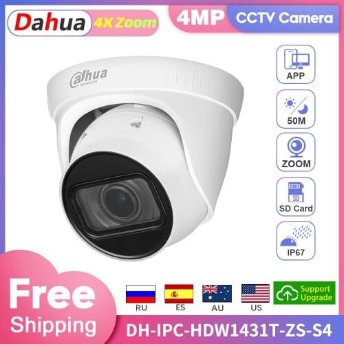 Dahua Original 4MP CCTV Mini Kamera IPC-HDW1431T-ZS-S4 4X Zoom Smart Home IR50m Security Camera Outdoor SD Card H.265+ IP67