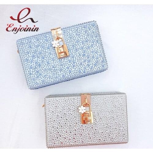 Luxury Diamond Box Party Clutch Purses and Handbags for Women Chic Wedding Evening Bag Chain Crossbody Bag Female Designer Bag