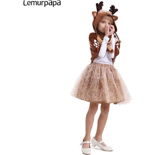 Christmas Clothes children elk Deer Dress Cosplay festival Kids Skirt Cute cartoon child cloak petticoat Girl party Tutu Dress