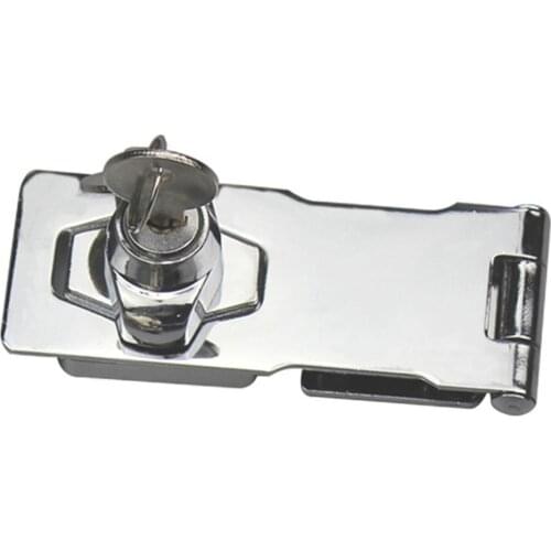 Plating Self Locking Security Hasp Staple 2 Keys Cabinet Lock Drawer Padlock