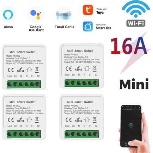 10/16A MINI Wifi Smart Switch Timer Wireless Switches Smart Home Automation Compatible with Tuya Alexa Google Home Voice Control