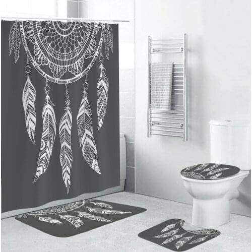 Waterproof Shower Curtain Mandala Flower Printed Bath Curtain Polyester Fabric Geometric Home Bath Decor Curtains