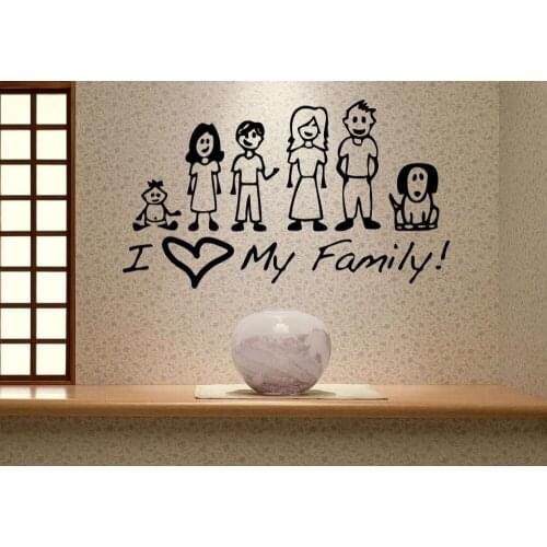 I Love My Family Quotes Wall Stickers For Living Room Home Decals Decor Mural Vinyl Stickers Wallpaper Pegatinas De Pared S-409