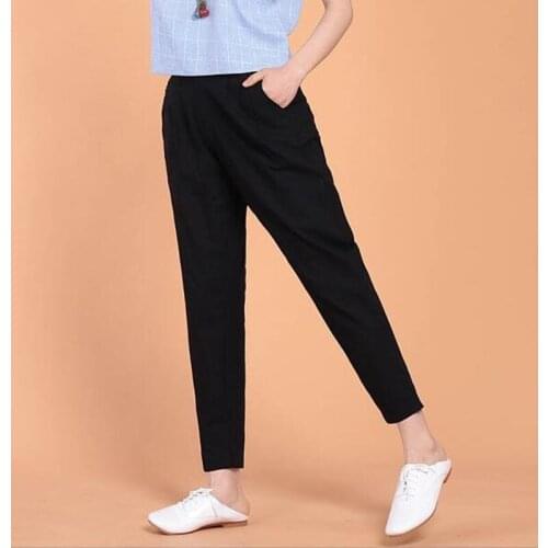 Plus Size M-7XL Women Nine Points Jeans Tide Feet 2020 Spring the New Casual Bundling Harlan Pure Color Pencil Pants Black