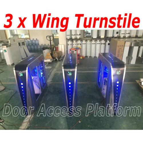 1 Order=3pcs Pretty LED Light channel Wing Turnstile Gate Access Control pedestrians bicycles 304 stainless steel Gate full kit