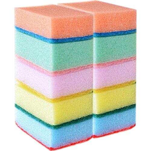 10 Pcs Household Dishwasher Washing Sponge Kitchen Cleaning Tool Color Random Household Universal Sponge Brush Set