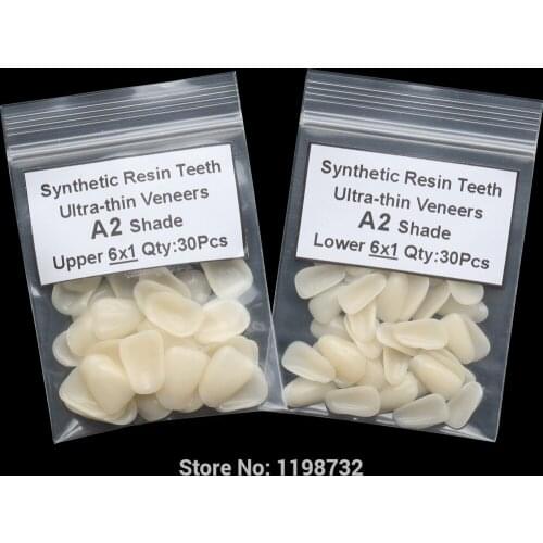 2 Packs Dental A2 Shade Upper & Lower Anterior Composite Synthetic Resin Teeth Ultrathin Veneers Tooth Restorative Whitening