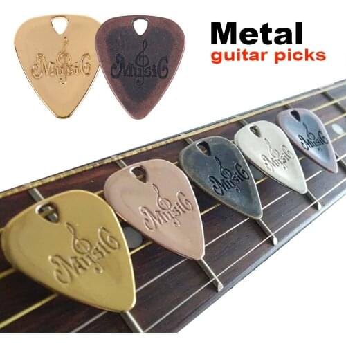 5pcs Acoustic Electric Classical Folk Guitar Picks Ukulele Banjo Bass Plectrums Zinc Alloy Metal