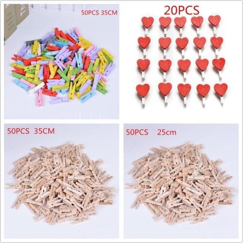 50PCS/20PCS Mini Wooden Craft Clips Peg Pin Clothespin Decor for Photo Paper Clothes Peg 25mm/35mm