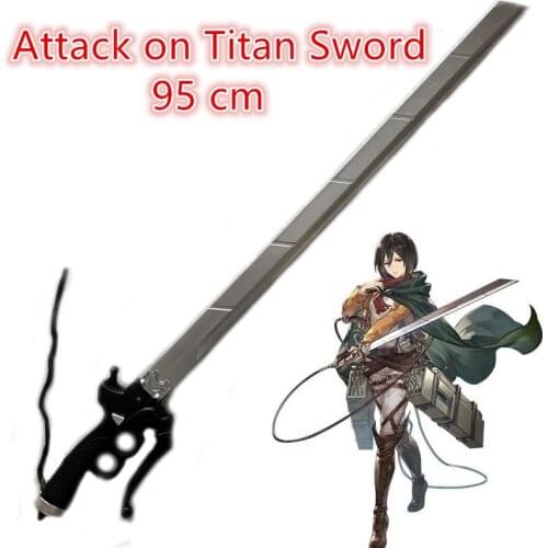 95cm 1:1 Cosplay Weapon Attack On Titan Gun Sword Prop Mikasa Eren Rivaille Ackerman Sword Movie Simulation Cos Halloween Gift