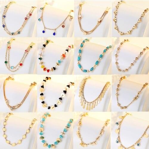 2pcs/lot Gold Color Anklets for Women Foot Accessorie fashion Adjustable Anklet Bracelet On Leg Foot Beach Jewelry wholesale