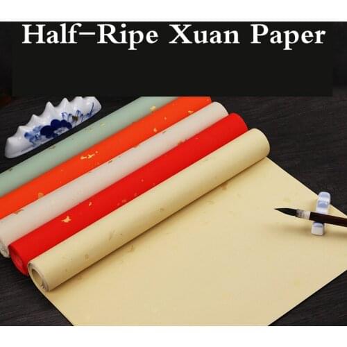 10 Sheets 69*138cm Chinese Calligraphy Paper Four Feet Half-Ripe Rice Paper Batik Antique Brush Writing Painting Carta Riso