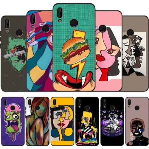 Graffiti black soft Phone Case for huawei P40 P30 P20 P10 Pro lite P9 Lite nova 4E 6SE Psmart 2019 Y6 9 Prime