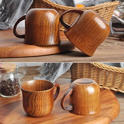 Handmade Wooden Cup Chinese Style Primitive Drinking Cup Natural Tea Coffee Beer Drinkware Cup Travel Teaware Home Kitchen Gift