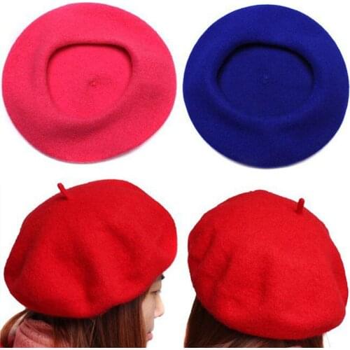 Woolen Beret Girl Painter Hat Baby Parent-Child Cap Girls Solid Color Autumn Winter Beret Hat Pumpkin Felt Headgear