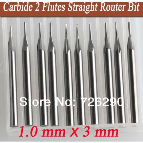 10pcs 3.175*1.0*3mm Engraving Tungsten Carbide Tools Two Straight Flute Bits