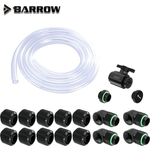 Barrow Fitting Kit use Soft Pipe Hand Compression Connector Joint + Hose Tube + Switch Water Cooling Accessories Fitting