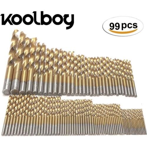 Koolboy 99pcs HSS High Speed Steel Drill Bit 1.55-10mm Hand Tool Titanium Drilling For Electrical Woodwork Drills Tool Wholesale