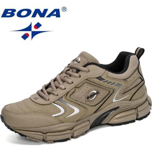 BONA 2020 New Designers Action Leather Running Walking Sports Shoes Men Sneakers Casual Anti-skid Flats Athletic Shoes Masculino