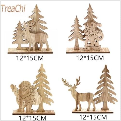 Laser Engraving Christmas Wooden Crafts Christmas Tree Ornaments Santa Claus Reindeer Diy Home Decorations