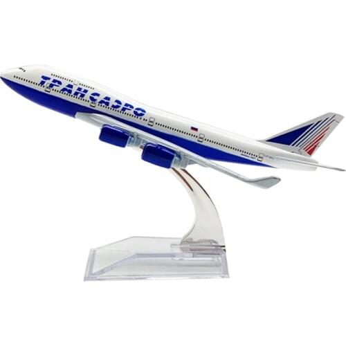16CM Airplane Russian Transaero Airlines Boeing B747 Diecast Alloy Metal Plane Aircraft Model Toys Kids Gift Collectible Display