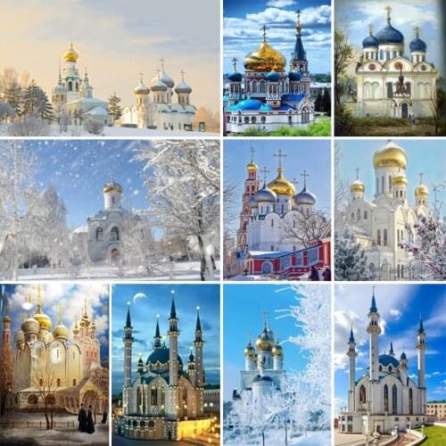 5D Castle DIY Diamond Painting Rhinestone Picture Cross Stitch Kit Full Diamond Embroidery Gift Mosaic Home Decoration Painting