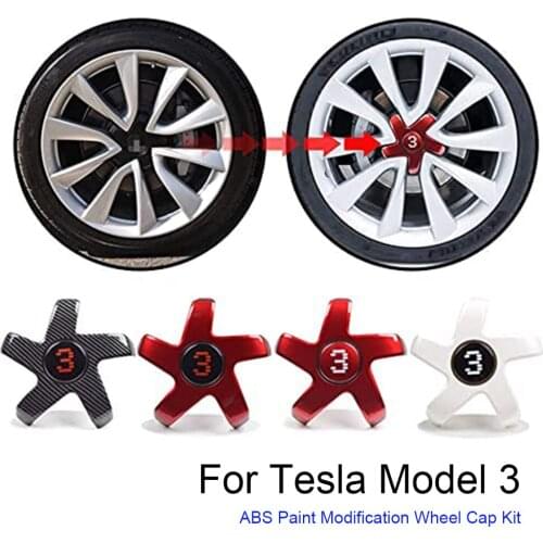 Hub Center Cover Modification kit for Tesla Model 3 Car 18 inch Wheel ABS Paint Modification Waterproof Dust-Proof Cap Kit 4 pcs