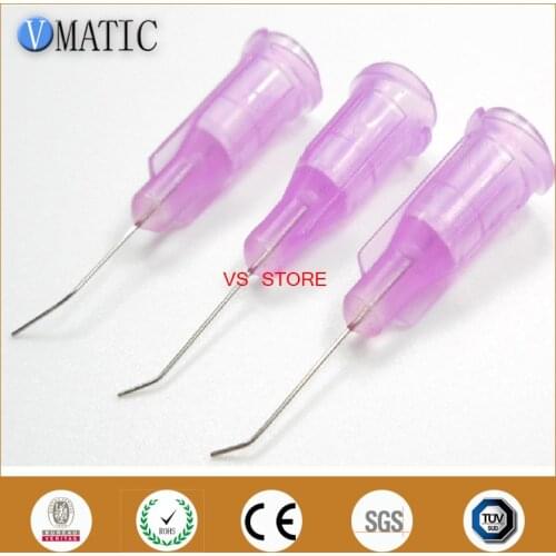 Free Shipping 100Pc 30G Lavender Color 0.5'' Tube Length 45 Degree Bent Glue Dispensing Needle Tip 1/2 Inch