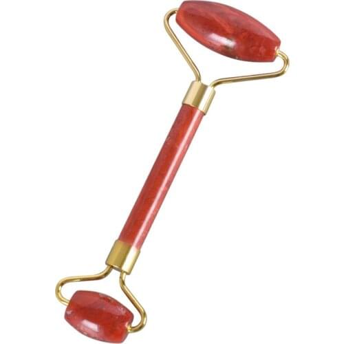 Jade Face Roller Tool Natural Red Stone Massage Rollers Facial SPA Acupuncture Scraping Healing For Body Neck Health Care
