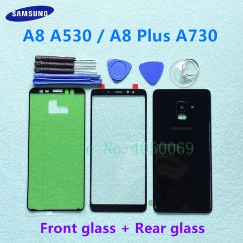 Front Touch screen panel Back cover Rear Glass Housing Battery Door For Samsung Galaxy A8 2018 A530 A530F A8 Plus A730 A730F A8