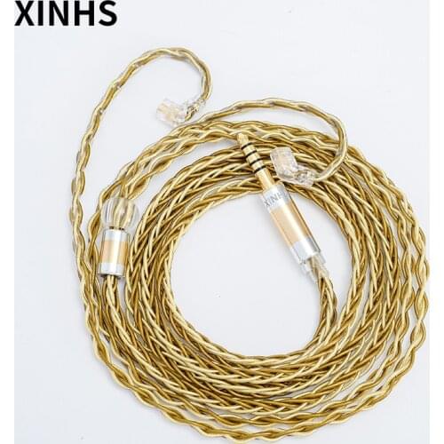 XINHS Headphone Wire 8 Single Crystal Core Copper Plated Gold MMCX/2 PIN/QDC/TFZ Earphone Upgrade Cable
