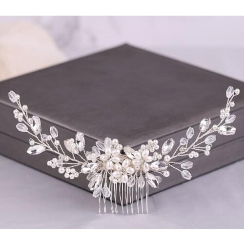 Luxury Flower Bride Wedding Hair Comb Pearl Hair Jewelry Headpieces Pearl Side Combs Bridal Decorative Hair Accessories ML