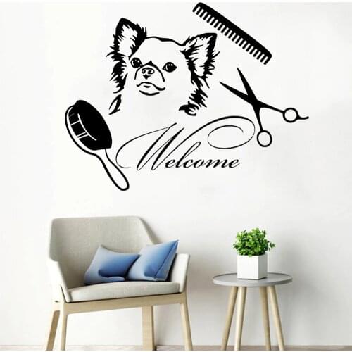 Pets Salon Wall Decal Artistic Welcome Words Home Decoration Fuuny Animals Store Vinyl Waterproof Shop Window Wall Stickers Y728