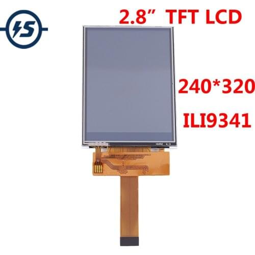2.8 inch TFT LCD Touch Display Screen DC 3.3V 240*320 0.5mm 18Pin ILI9341 Driver 60mA 0.22W SPI Interface 240x320 Resolution