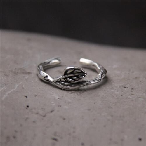 Silver S925 pure silver the vines Ye Zitai silver ring for women Open personality tail ring restoring ancient ways