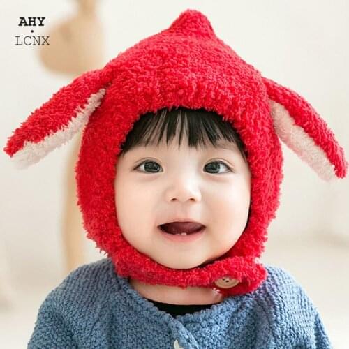New Baby Winter Hat Boys Girls Thick Warm Cap Infant Kids Autumn Wool Knitted Hats Newborn Children Cartoon Rabbit Ear Hat